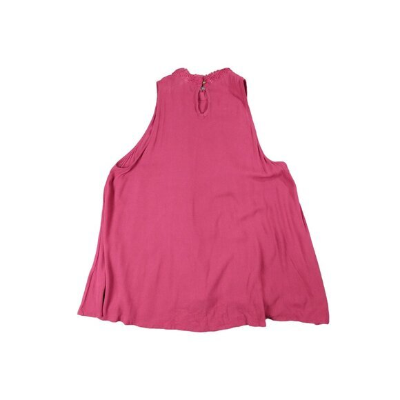 MAURICES Sleeveless Top Womens SZ XL Crochet Trim Raspberry Lagen Coquette Fairy - Picture 2 of 9